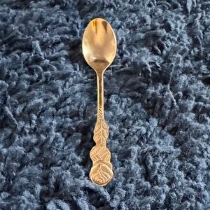 Vintage gold plated Rostfrei Rose design demitasse spoon